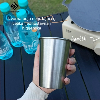 Vanjska šalica od nehrđajućeg čelika 304, jednoslojna šalica za vodu, šalica za pivo, šalica za hladno piće, šalica za sok, otporna na padove, prijenosno kampersko odijelo
