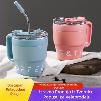 Prekogranična veleprodaja šalica od nehrđajućeg čelika 304, poslovna uredska šalica za kavu s ručkom, prijenosna šalica za očuvanje topline i hladnoću