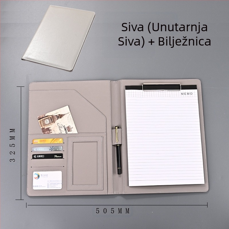 Višenamjenska poslovna uredska mapa A4 formata, kopča za ploče s podacima, kožna, prodajni ugovor, ovaj razgovor, kopča za jednog menadžera