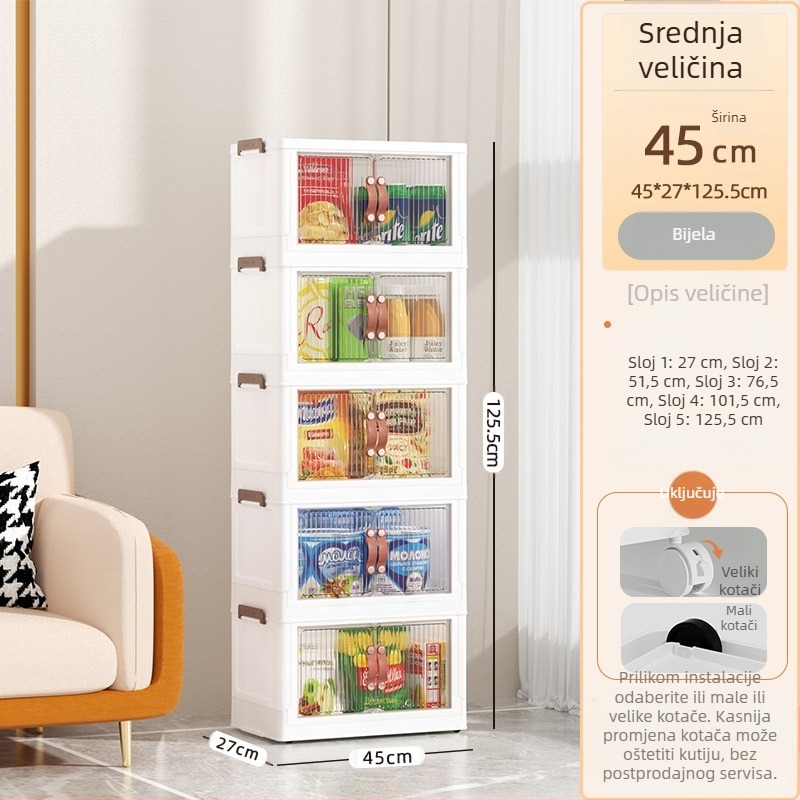 Sklopivi ormarić za pohranu s ladicama, dječji ormar, kućanski ormarić za grickalice, plastični ormarić za pohranu sitnica