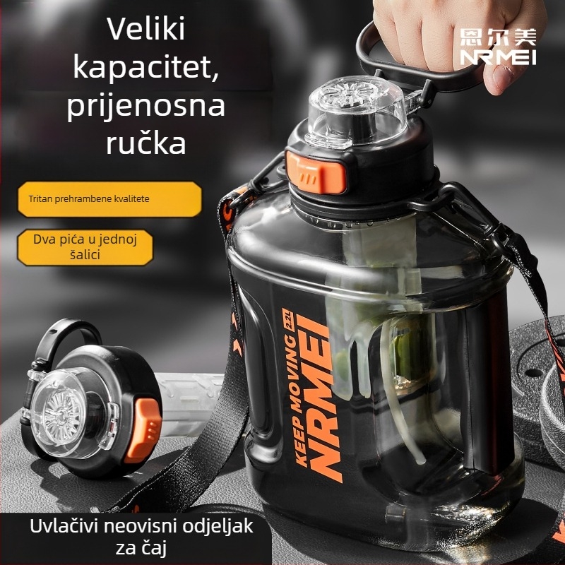 Enmei šalica za vodu velikog kapaciteta za muškarce, otporna na visoke temperature, sportska šalica sa slamkom za čaj, odvajanje vode, tona-tona bačva, veliko prijenosno kuhalo za vodu