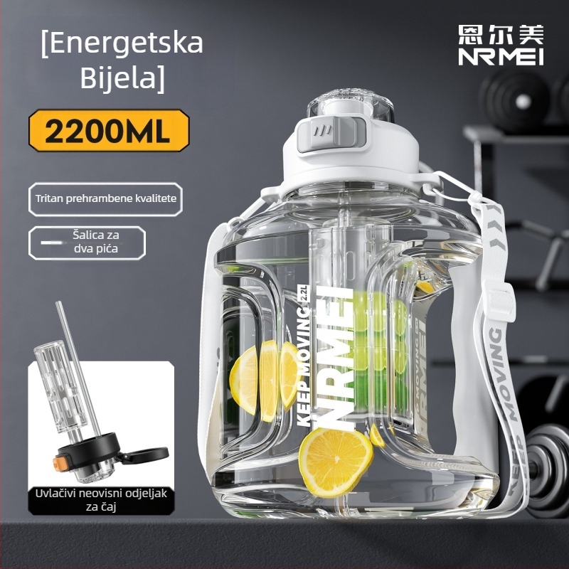 Enmei šalica za vodu velikog kapaciteta za muškarce, otporna na visoke temperature, sportska šalica sa slamkom za čaj, odvajanje vode, tona-tona bačva, veliko prijenosno kuhalo za vodu