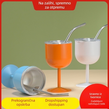 Prekogranična mini čaša u obliku slova U od 4 oz, dvoslojna čaša za alkohol, čaša od nehrđajućeg čelika 304, dvoslojna termosica slamke