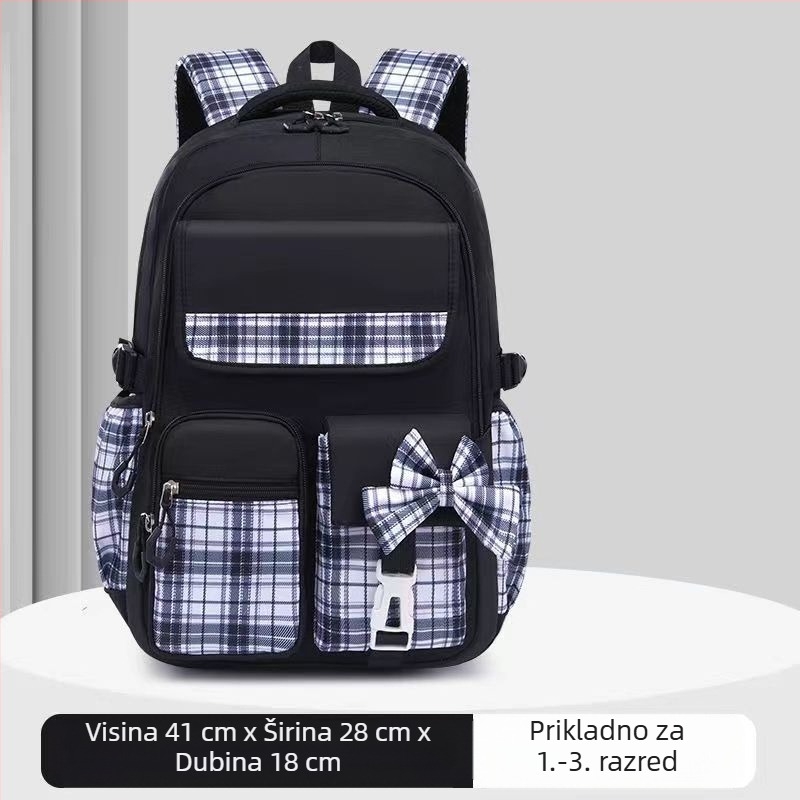 Veleprodaja školskih torbi za učenice osnovnih škola, ženski modeli, slatka crtana mašna, veliki kapacitet, ruksak koji smanjuje opterećenje, dječji ruksak za zaštitu kralježnice