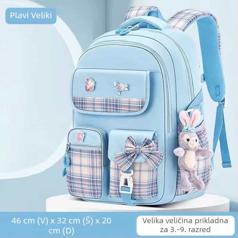 Veleprodaja školskih torbi za učenice osnovnih škola, ženski modeli, slatka crtana mašna, veliki kapacitet, ruksak koji smanjuje opterećenje, dječji ruksak za zaštitu kralježnice