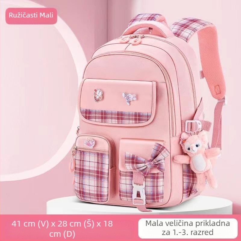 Veleprodaja školskih torbi za učenice osnovnih škola, ženski modeli, slatka crtana mašna, veliki kapacitet, ruksak koji smanjuje opterećenje, dječji ruksak za zaštitu kralježnice
