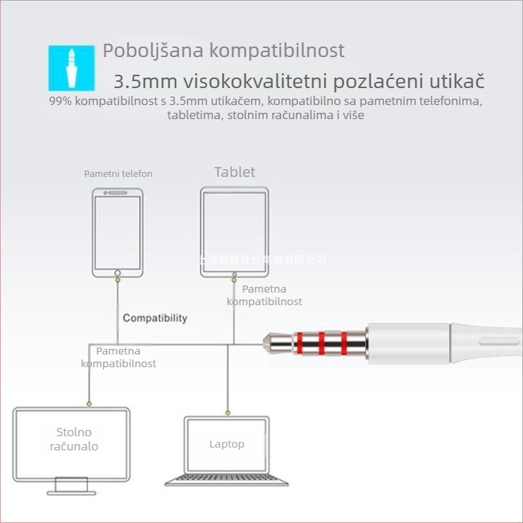 Originalni platinasti kabel za slušalice pogodan za Oppo Huawei Vivo mobilne telefone, slatke korejske verzije djevojačkih karaoke s mikrofonom