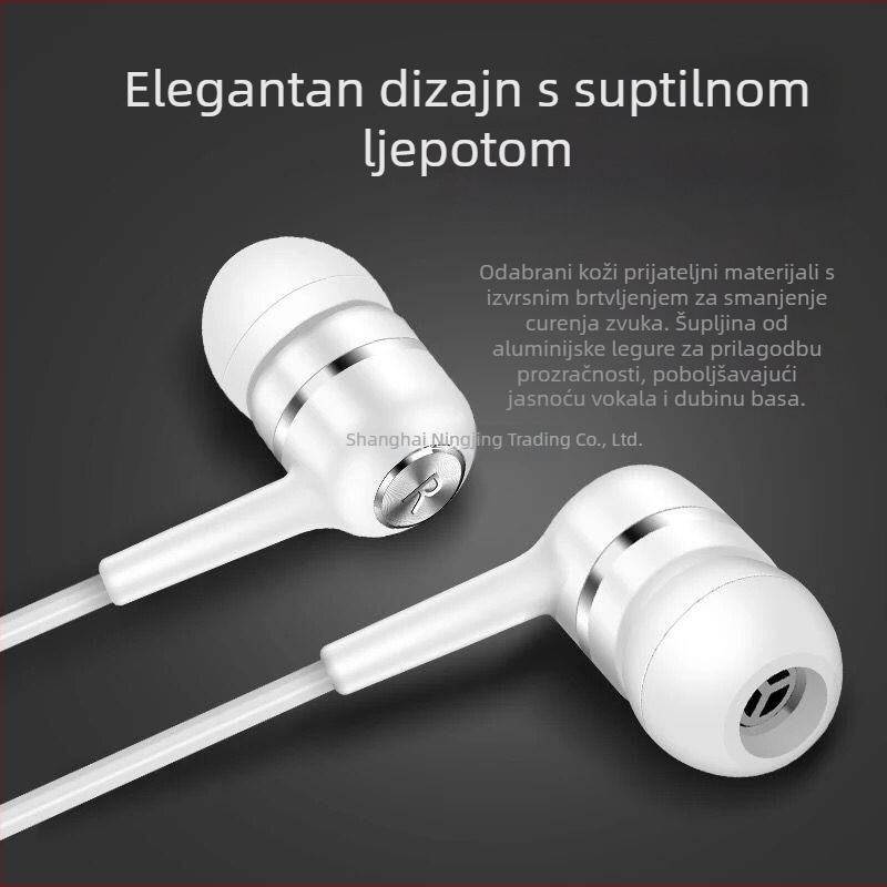 Originalni platinasti kabel za slušalice pogodan za Oppo Huawei Vivo mobilne telefone, slatke korejske verzije djevojačkih karaoke s mikrofonom