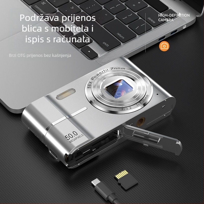 Prekogranični CCD digitalni fotoaparat za studente visoke razlučivosti, putni fotoaparat za početnike, jeftini fotoaparat za retro ručnu prtljagu, mala kartica
