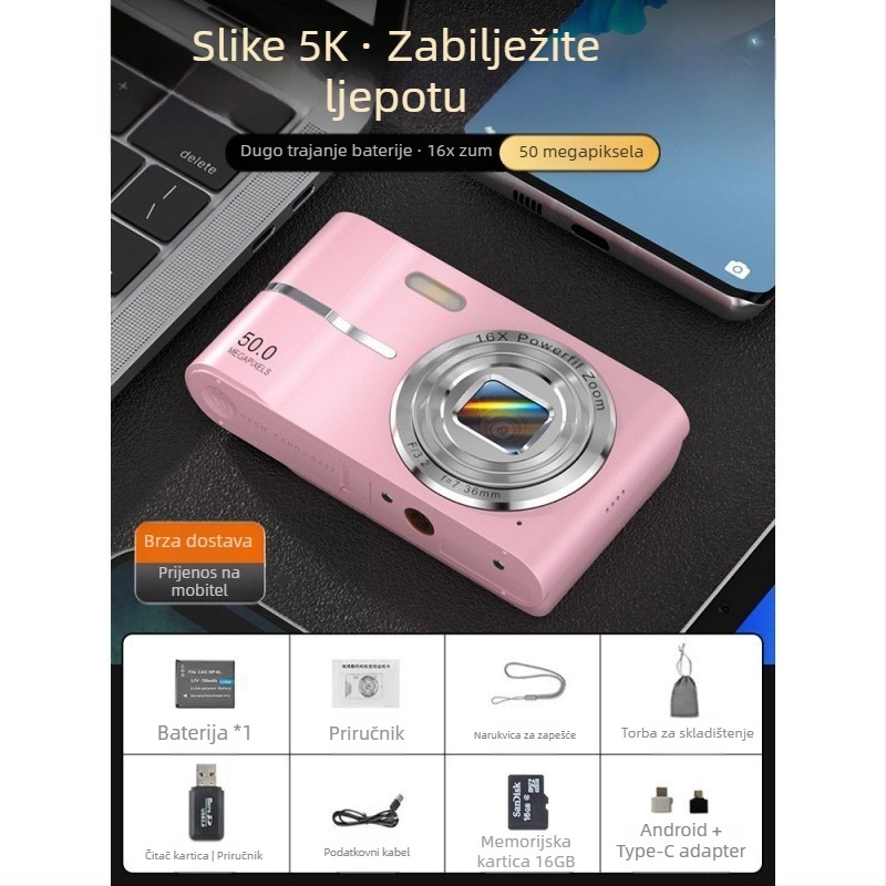 Prekogranični CCD digitalni fotoaparat za studente visoke razlučivosti, putni fotoaparat za početnike, jeftini fotoaparat za retro ručnu prtljagu, mala kartica