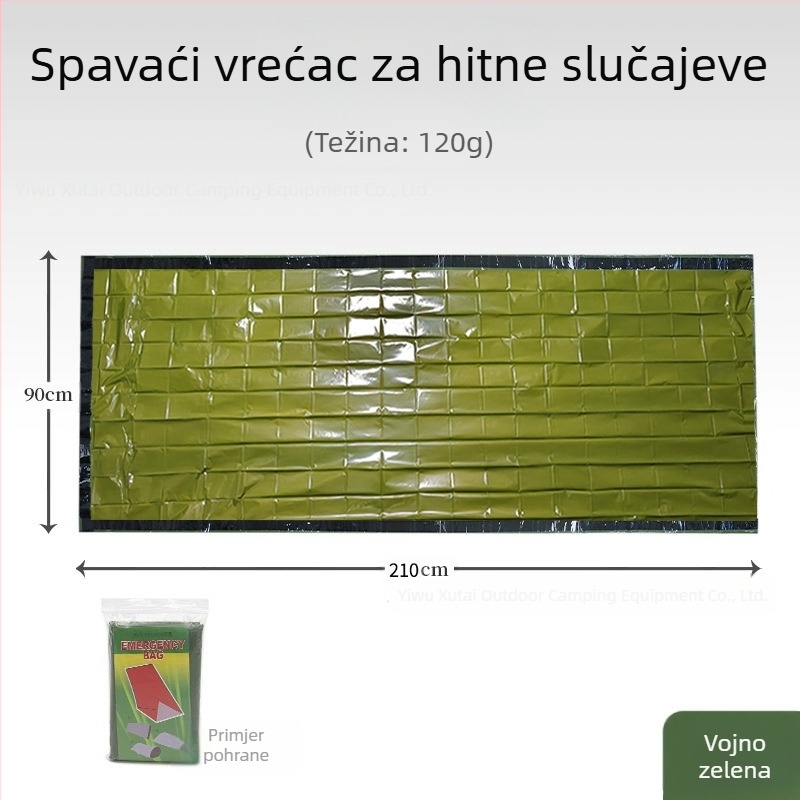 Vanjska PE aluminijska vreća za spavanje u hitnim slučajevima, jednostavna hladnootporna, ublažavanje katastrofa, topla vreća za spavanje, kabanica, spremište za šator, Amazon