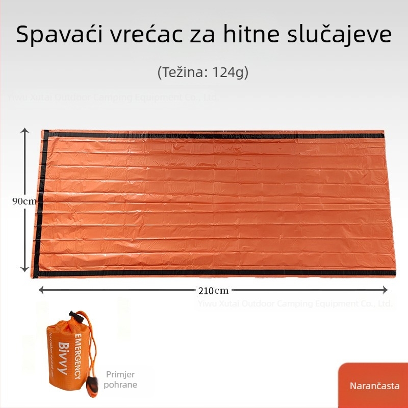 Vanjska PE aluminijska vreća za spavanje u hitnim slučajevima, jednostavna hladnootporna, ublažavanje katastrofa, topla vreća za spavanje, kabanica, spremište za šator, Amazon