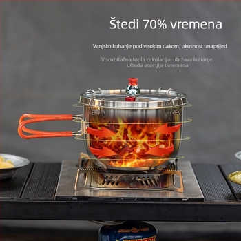 Vanjski mikro lonac pod pritiskom od nehrđajućeg čelika, višenamjenski lonac za kuhanje na pari, prijenosni sigurnosni, eksplozivno zaštićeni, alpski lonac pod pritiskom, štednjak u stilu kampiranja
