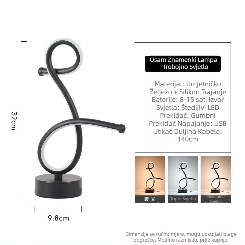 2025LED stolna lampa za spavaću sobu, noćno svjetlo s tri boje, kreativno za restoran, kafić, svjetleća ukrasna stolna lampa