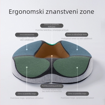 Jastuk za hemoroide od memorijske pjene, ne urušava se, šuplji prozračni jastuk za stražnjicu stolice, prekrasna stražnjica, repni kralješak, jastuk za stražnjicu i repni kralješak