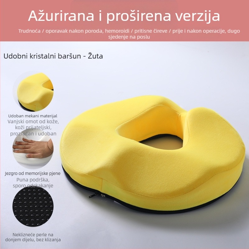 Jastuk za hemoroide od memorijske pjene, ne urušava se, šuplji prozračni jastuk za stražnjicu stolice, prekrasna stražnjica, repni kralješak, jastuk za stražnjicu i repni kralješak