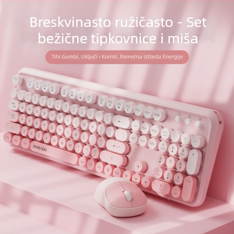 Forerunner V96 bežična tipkovnica i miš, mehanički osjećaj, bez zvuka, prijenosno računalo, vanjska ženska, uredska, punk