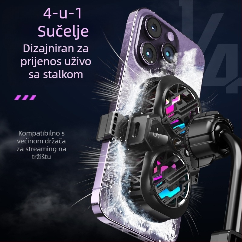 Stražnja kopča za radijator mobitela, artefakt hlađenja, novi digitalni zaslon za prijenos uživo, dvostruki turbo magnetski poluvodič