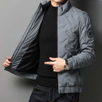 Pamučni kaput za muškarce za proljeće, jesen i zimu 2023., novi flisom podstavljeni, zadebljani ležerni jakna s pamučnom podstavom i ovratnikom, za oca srednjih godina s pamučnom podstavom