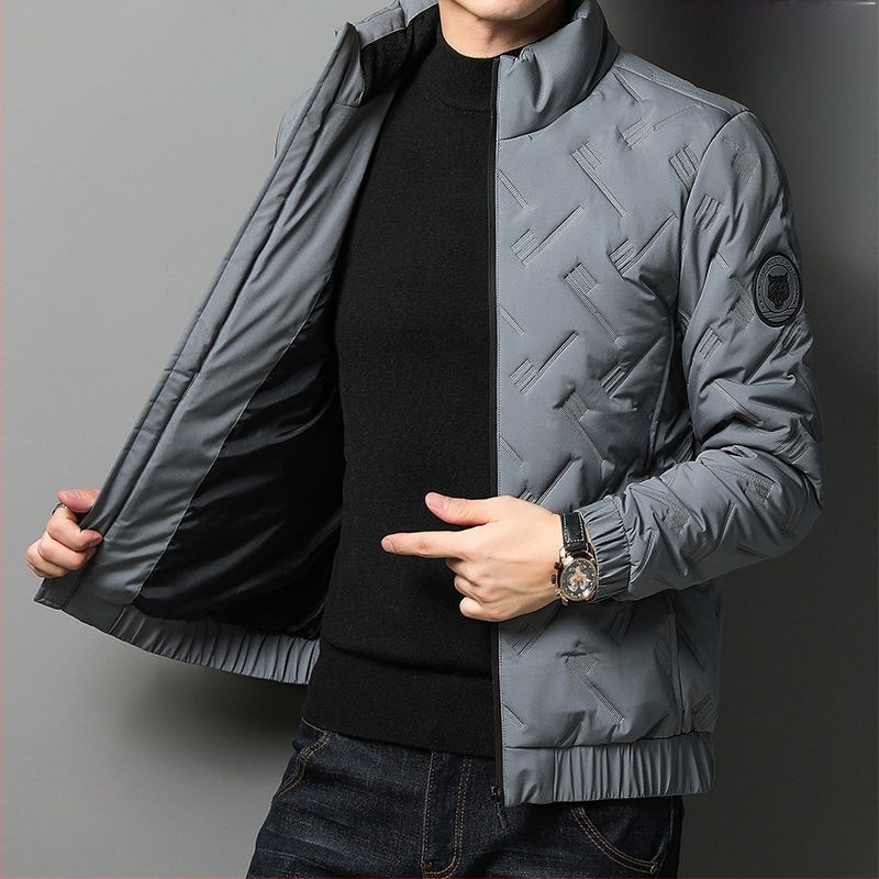 Pamučni kaput za muškarce za proljeće, jesen i zimu 2023., novi flisom podstavljeni, zadebljani ležerni jakna s pamučnom podstavom i ovratnikom, za oca srednjih godina s pamučnom podstavom