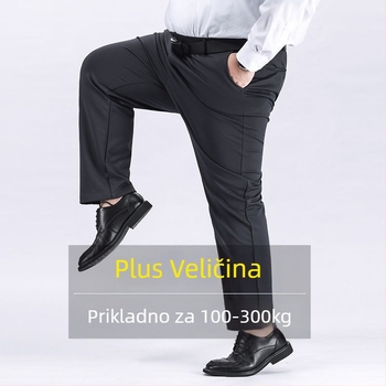 Ekstra velike hlače Muške hlače Muške rastezljive hlače za veće veličine Muške hlače za srednje godine široke ravne ležerne hlače s flis podstavom Debele