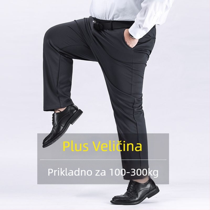 Ekstra velike hlače Muške hlače Muške rastezljive hlače za veće veličine Muške hlače za srednje godine široke ravne ležerne hlače s flis podstavom Debele