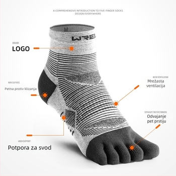 WRELS Trkačke maratonske profesionalne sportske čarape s pet prstiju, coolmax, brzosušeće, upijaju znoj, otporne na habanje, čarape za kros za muškarce i žene