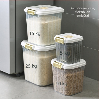 Kanta za rižu velikog kapaciteta za kućnu kuhinju, otporna na insekte i vlagu, zatvorena, pristupačna, luksuzna kutija za pohranu riže, kutija za pohranu rižinog brašna i žitarica