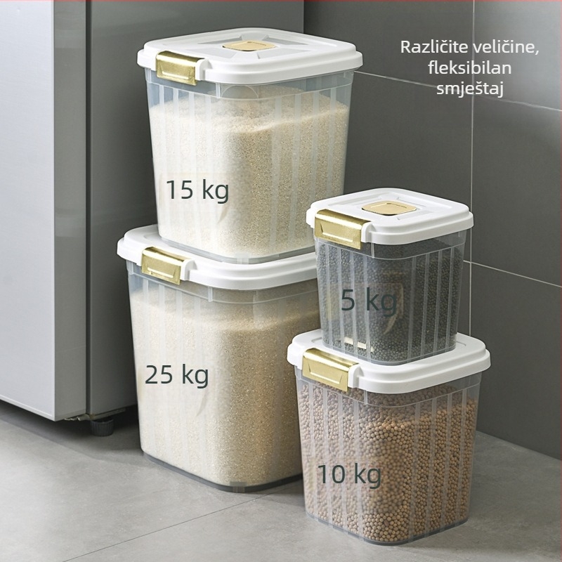 Kanta za rižu velikog kapaciteta za kućnu kuhinju, otporna na insekte i vlagu, zatvorena, pristupačna, luksuzna kutija za pohranu riže, kutija za pohranu rižinog brašna i žitarica