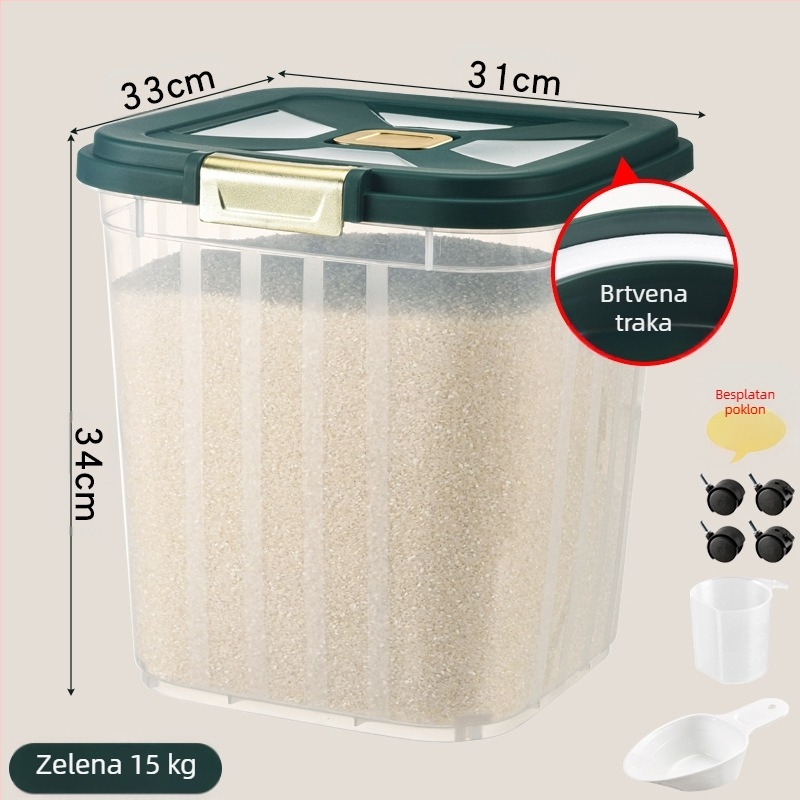 Kanta za rižu velikog kapaciteta za kućnu kuhinju, otporna na insekte i vlagu, zatvorena, pristupačna, luksuzna kutija za pohranu riže, kutija za pohranu rižinog brašna i žitarica