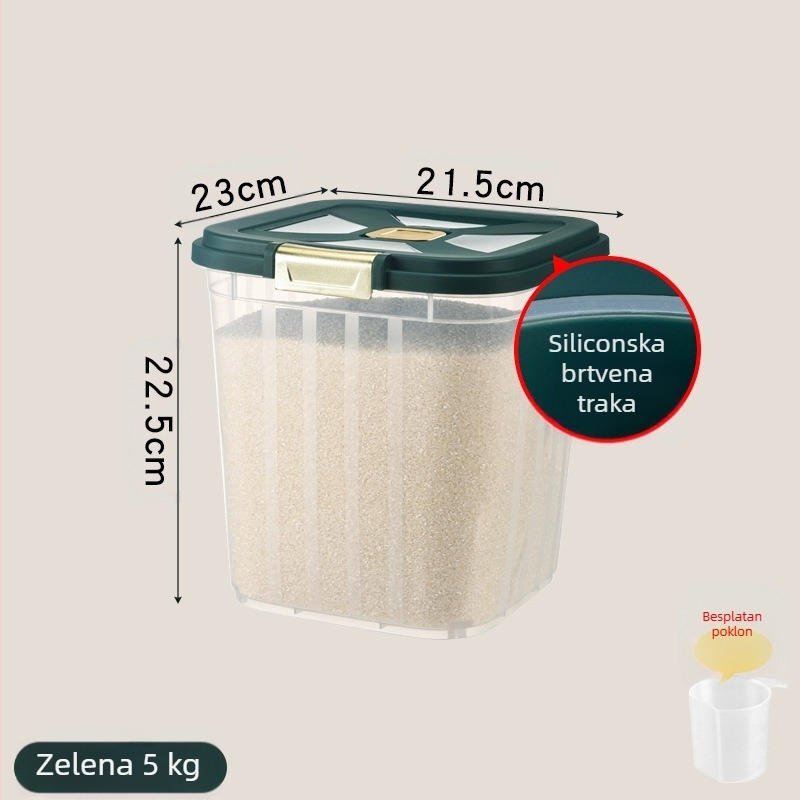 Kanta za rižu velikog kapaciteta za kućnu kuhinju, otporna na insekte i vlagu, zatvorena, pristupačna, luksuzna kutija za pohranu riže, kutija za pohranu rižinog brašna i žitarica