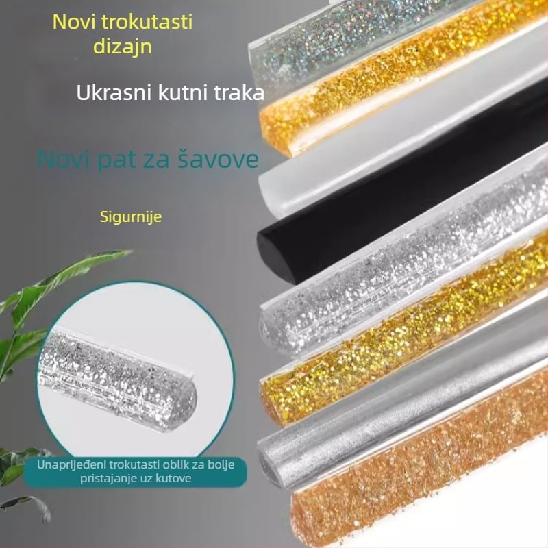 Unutarnja kutna traka, naljepnica za ljepotu šava, dekorativna traka za strop, linija ljepote ruba žbuke, dekorativna linija, samoljepljiva, vodootporna, naljepnica za ljepotu šava od plijesni, kuhinjski strop