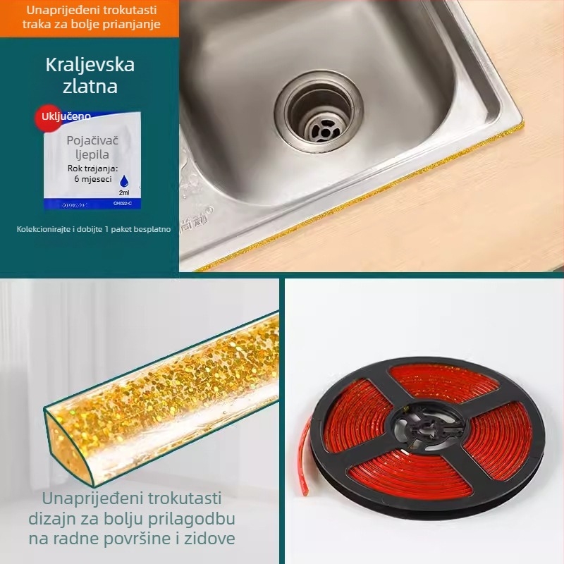 Unutarnja kutna traka, naljepnica za ljepotu šava, dekorativna traka za strop, linija ljepote ruba žbuke, dekorativna linija, samoljepljiva, vodootporna, naljepnica za ljepotu šava od plijesni, kuhinjski strop
