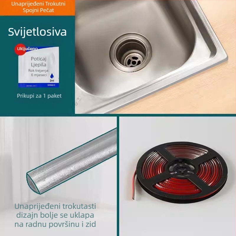 Unutarnja kutna traka, naljepnica za ljepotu šava, dekorativna traka za strop, linija ljepote ruba žbuke, dekorativna linija, samoljepljiva, vodootporna, naljepnica za ljepotu šava od plijesni, kuhinjski strop