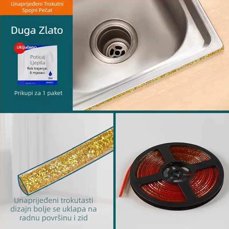 Unutarnja kutna traka, naljepnica za ljepotu šava, dekorativna traka za strop, linija ljepote ruba žbuke, dekorativna linija, samoljepljiva, vodootporna, naljepnica za ljepotu šava od plijesni, kuhinjski strop
