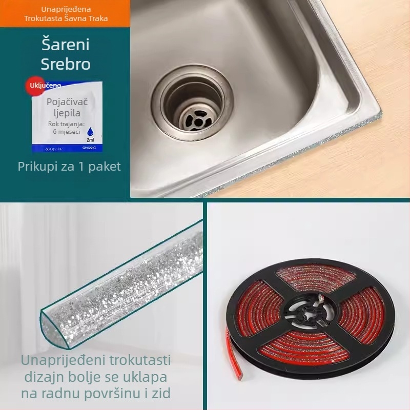 Unutarnja kutna traka, naljepnica za ljepotu šava, dekorativna traka za strop, linija ljepote ruba žbuke, dekorativna linija, samoljepljiva, vodootporna, naljepnica za ljepotu šava od plijesni, kuhinjski strop