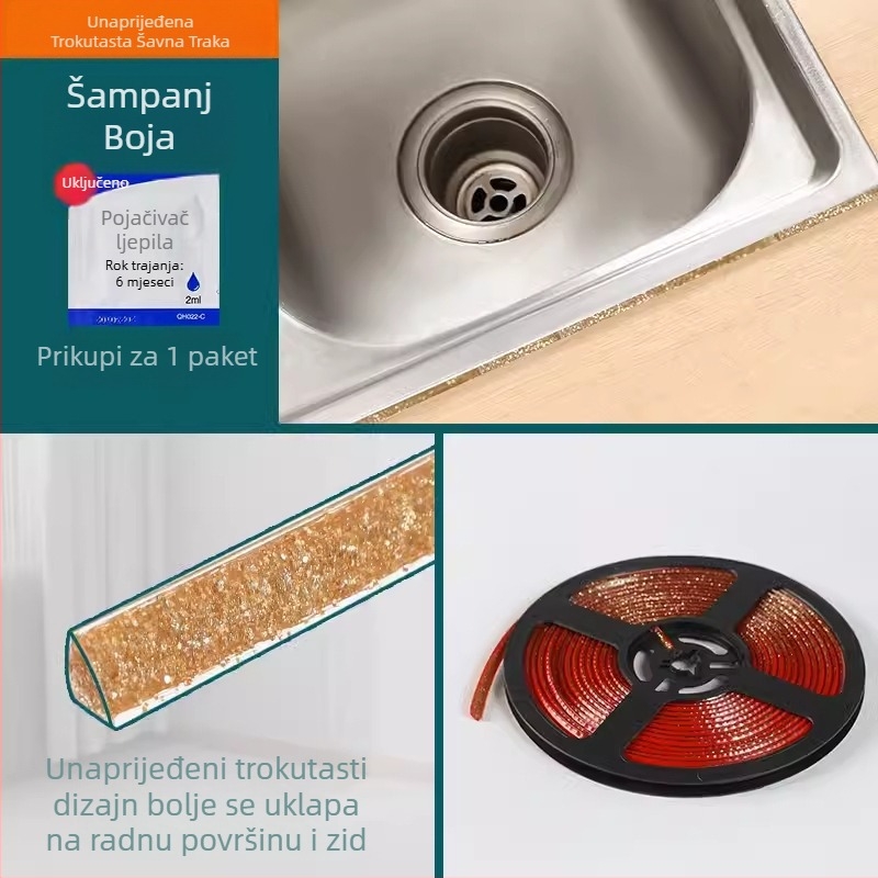 Unutarnja kutna traka, naljepnica za ljepotu šava, dekorativna traka za strop, linija ljepote ruba žbuke, dekorativna linija, samoljepljiva, vodootporna, naljepnica za ljepotu šava od plijesni, kuhinjski strop