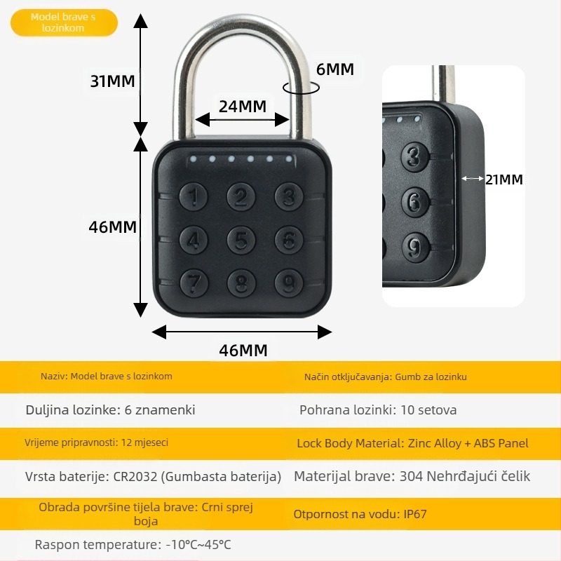 Vanjski lokot za otiske prstiju Izvor proizvođača Izravna prodaja Bluetooth lokot za otiske prstiju Lokot za otiske prstiju