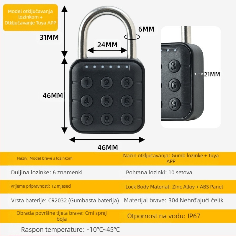 Vanjski lokot za otiske prstiju Izvor proizvođača Izravna prodaja Bluetooth lokot za otiske prstiju Lokot za otiske prstiju