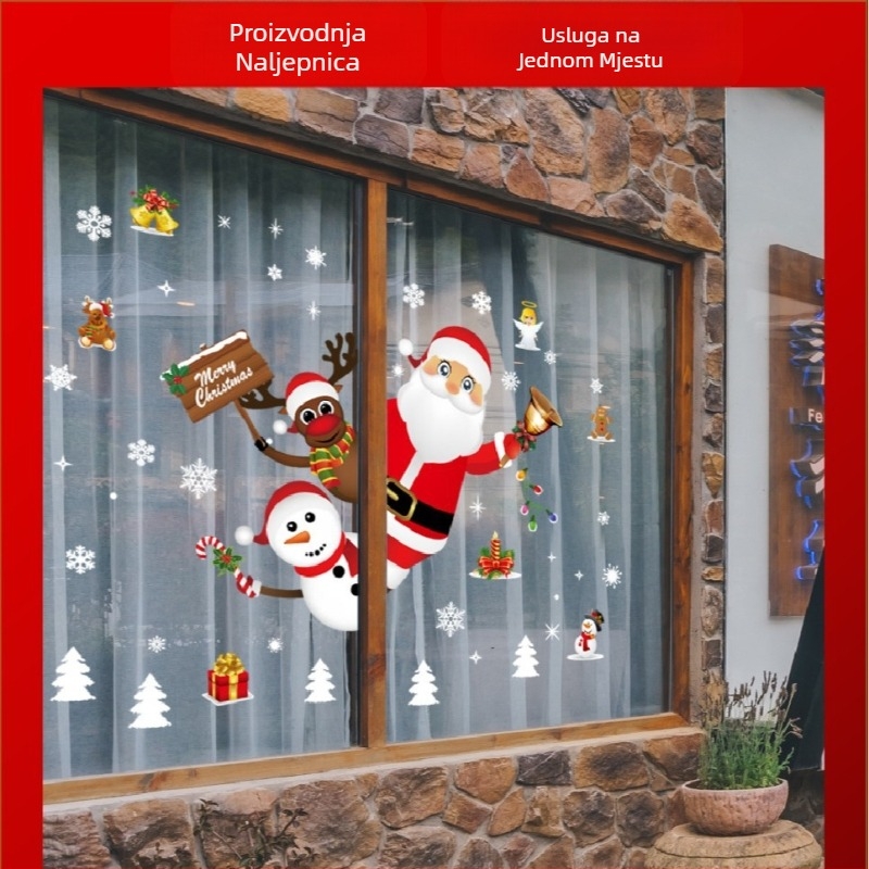SK9241 Naljepnice Djeda Mraza Božićni ukras Prekogranični prozorski stakleni prozor Vodootporne zidne naljepnice Božićne naljepnice za prozore