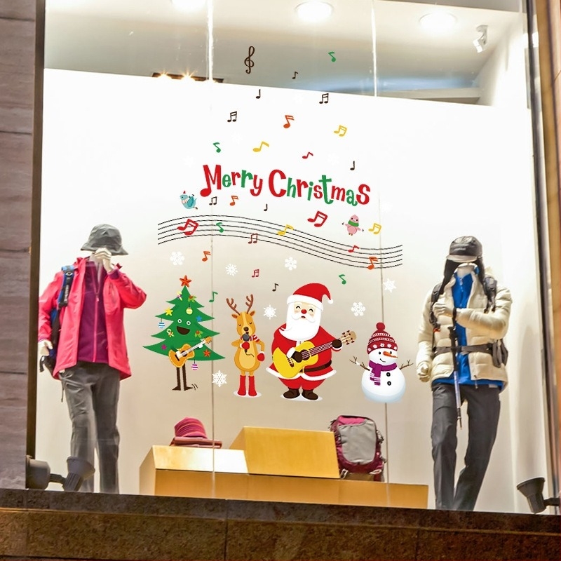 SK9241 Naljepnice Djeda Mraza Božićni ukras Prekogranični prozorski stakleni prozor Vodootporne zidne naljepnice Božićne naljepnice za prozore