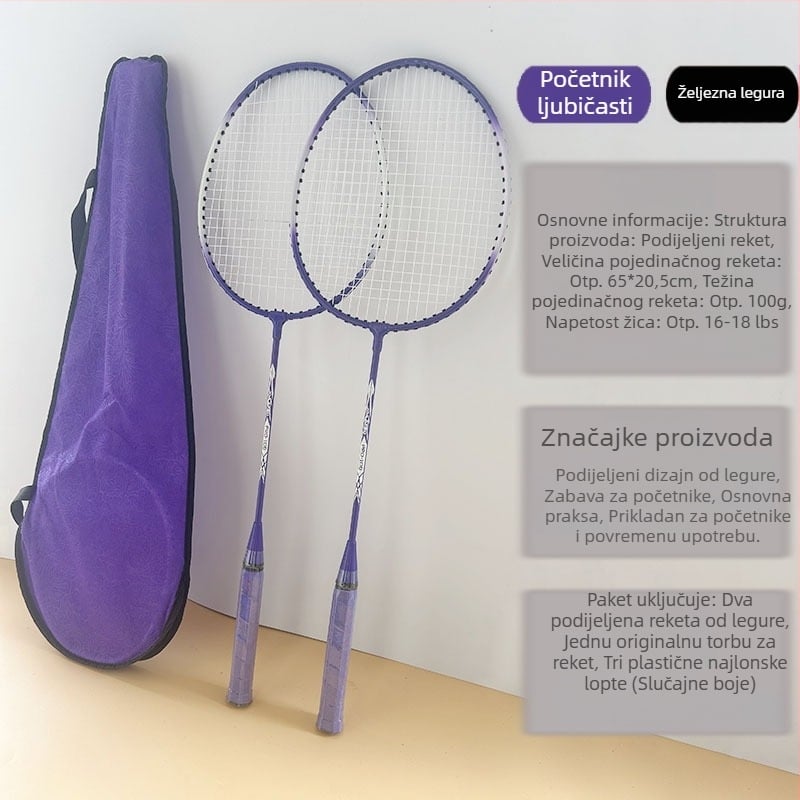 Odijelo za badminton reket daje tri loptice mladim odraslima, obiteljska zabava, osnovni set reketa za trening, može se sastaviti