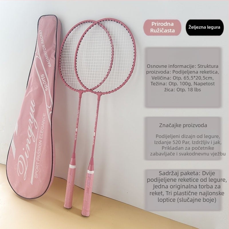 Odijelo za badminton reket daje tri loptice mladim odraslima, obiteljska zabava, osnovni set reketa za trening, može se sastaviti