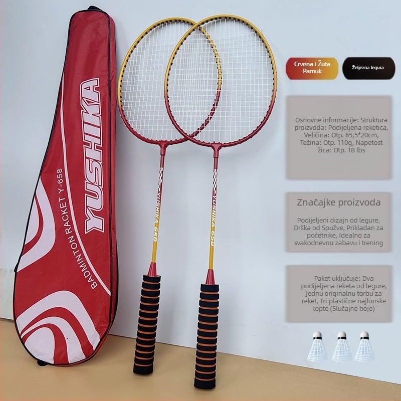 Odijelo za badminton reket daje tri loptice mladim odraslima, obiteljska zabava, osnovni set reketa za trening, može se sastaviti
