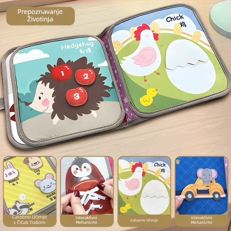 Knjiga od tkanine otporne na kidanje, periva knjiga od tkanine, igračka za rano obrazovanje za bebe koja se žvače za 6-12 mjeseci