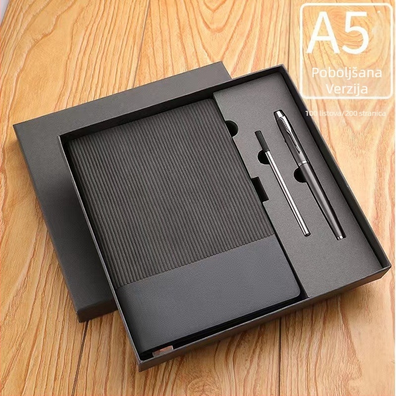 Vrhunski dvobojni blok za pisanje od umjetne kože, poslovni set bilježnica A5, jednostavan poklon kutija