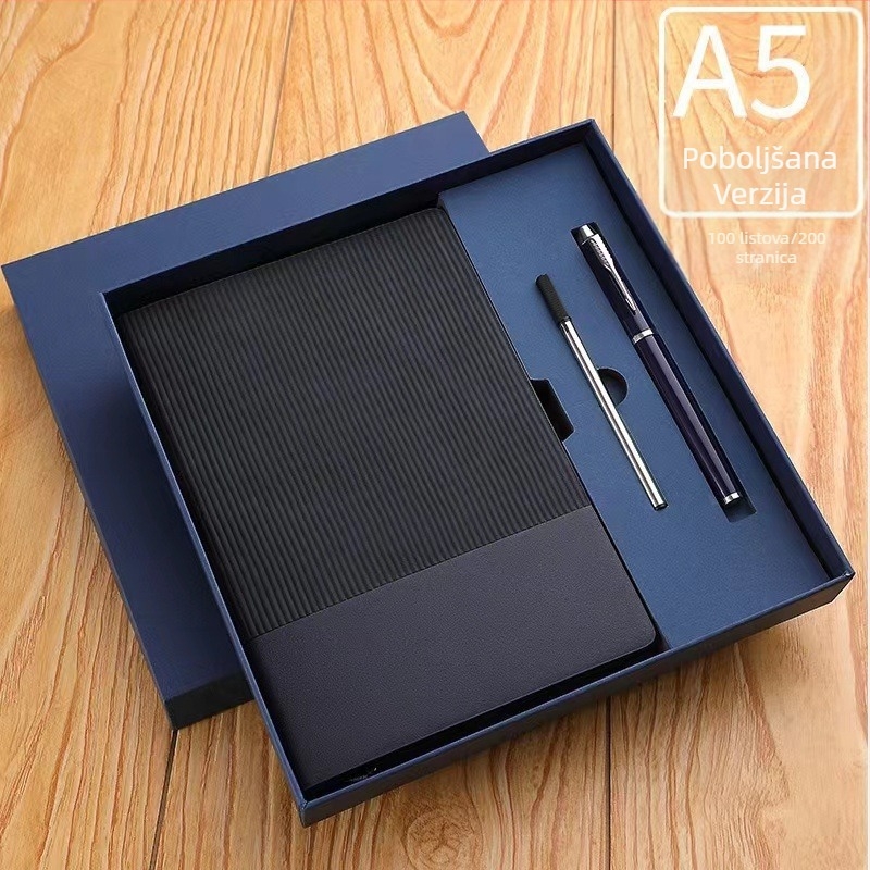 Vrhunski dvobojni blok za pisanje od umjetne kože, poslovni set bilježnica A5, jednostavan poklon kutija
