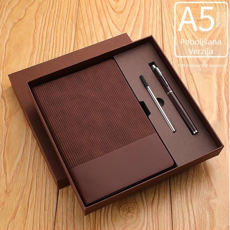 Vrhunski dvobojni blok za pisanje od umjetne kože, poslovni set bilježnica A5, jednostavan poklon kutija