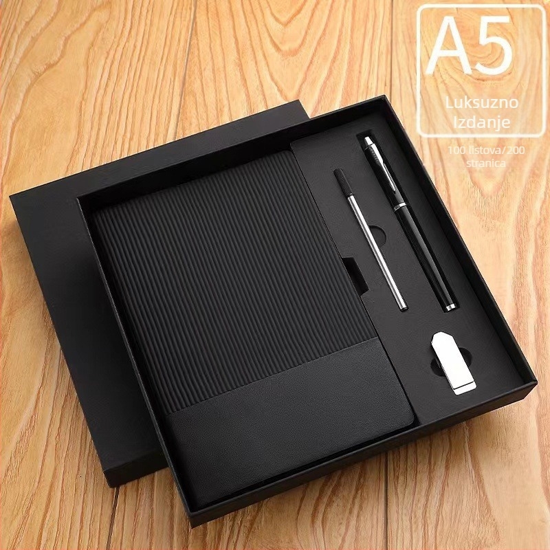 Vrhunski dvobojni blok za pisanje od umjetne kože, poslovni set bilježnica A5, jednostavan poklon kutija