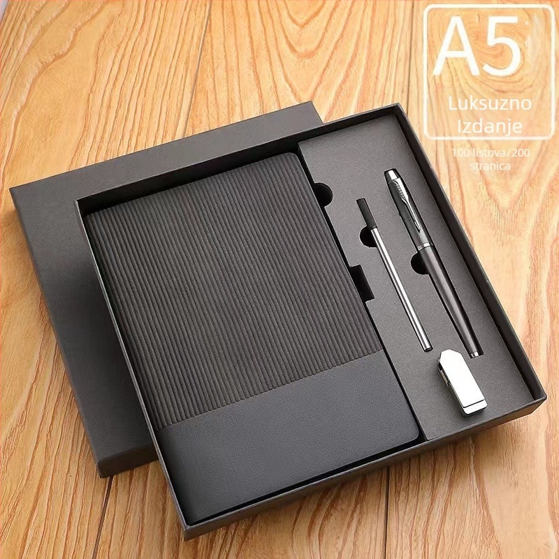 Vrhunski dvobojni blok za pisanje od umjetne kože, poslovni set bilježnica A5, jednostavan poklon kutija